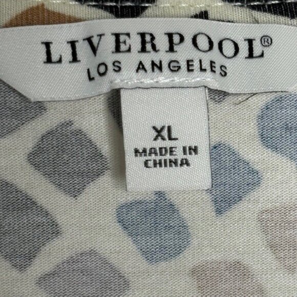 Liverpool Lapis Snake Top Short Sleeve V-Neck Knit Top - Blue/Brown/Gold - XL - Picture 8 of 9